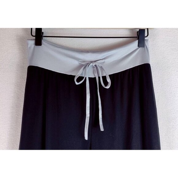 Lounge Pants Knit Black Drawstring Gray Waist Comfort Stretch Wide Leg Sz S - Picture 3 of 7